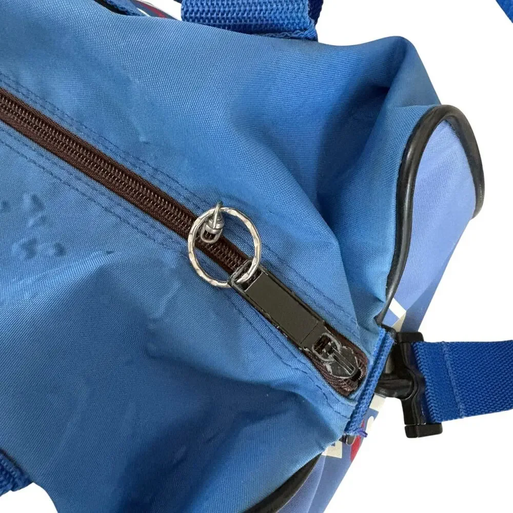 Vintage 90s Fila Duffle Gym Bag Blue Logo Sports Travel Y2K Retro Shoulder Bag